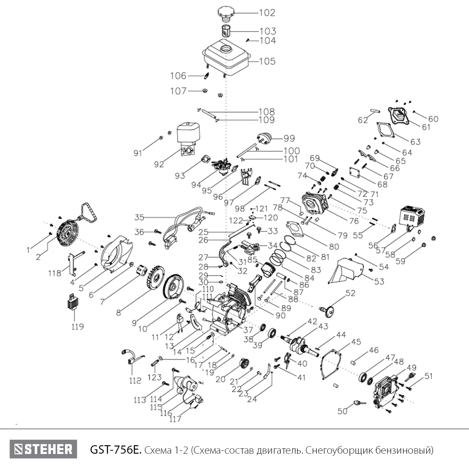 Снегоуборщик бензиновый GST-756E