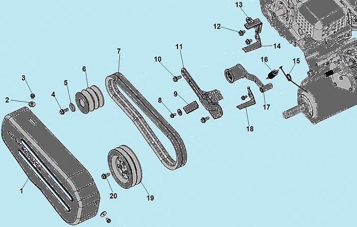 4 РЕМЕНЬ - ШКИВ - ДВИГАТЕЛЬ КУЛЬТИВАТОР CHAMPION ВС7713